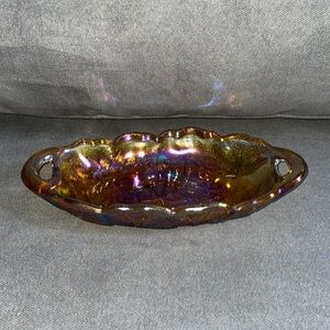 Vintage Carnival Glass Candy Dish.  Flower Pattern.